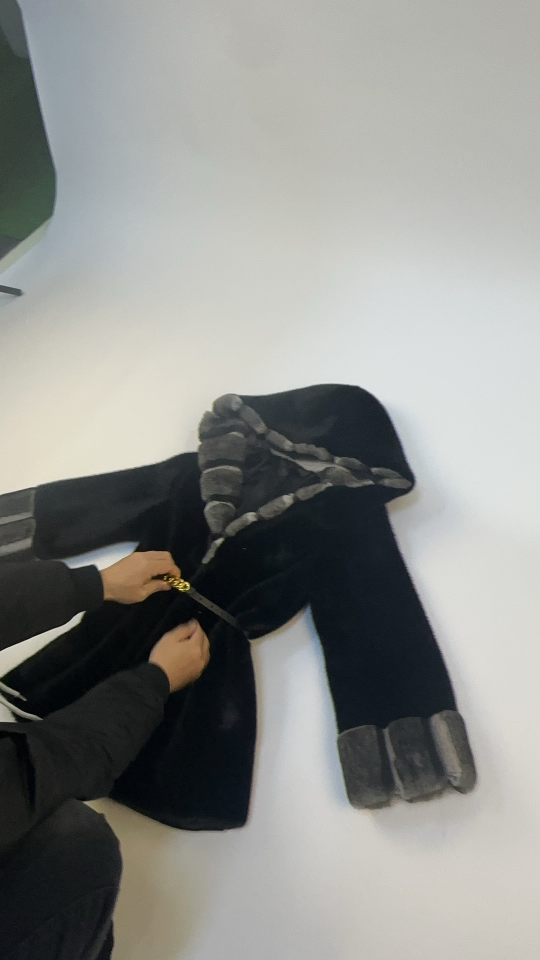 【好美狐】龙猫纹獭兔拼南瓜袖气质轻奢连帽款女装外套