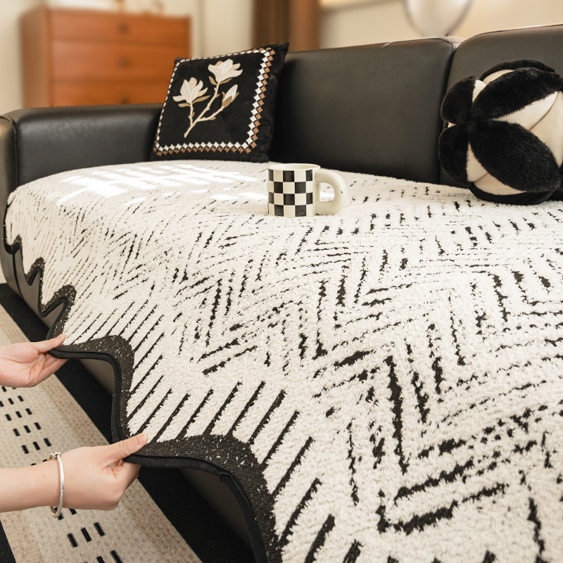 时栖四季通用直排皮沙发坐垫轻奢高级感沙发垫2024新款秋冬套巾