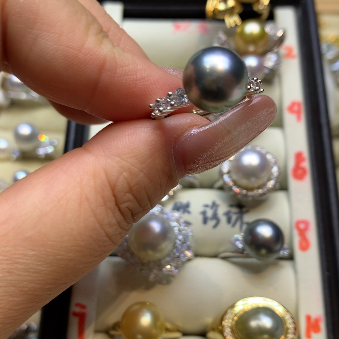 银S925镶嵌戒指海水珍珠
