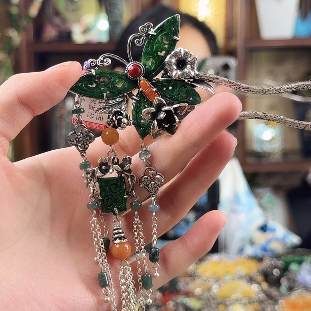 翡翠银S925镶嵌发饰