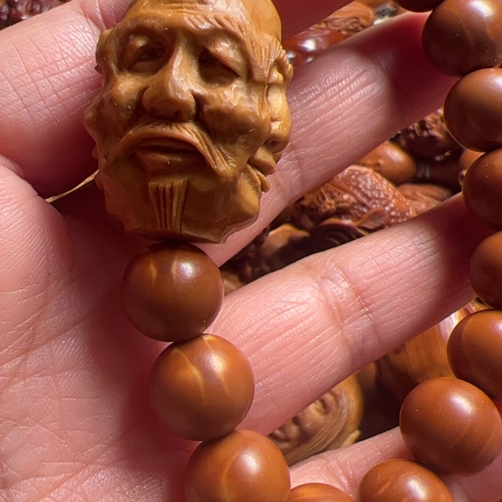 尖***饺橄榄核手串/手链四面罗汉纯手工雕刻