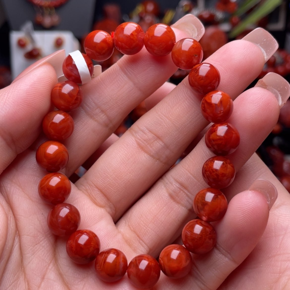 【闪购商品】南红玛瑙9➕火焰纹手串未镶嵌啊*