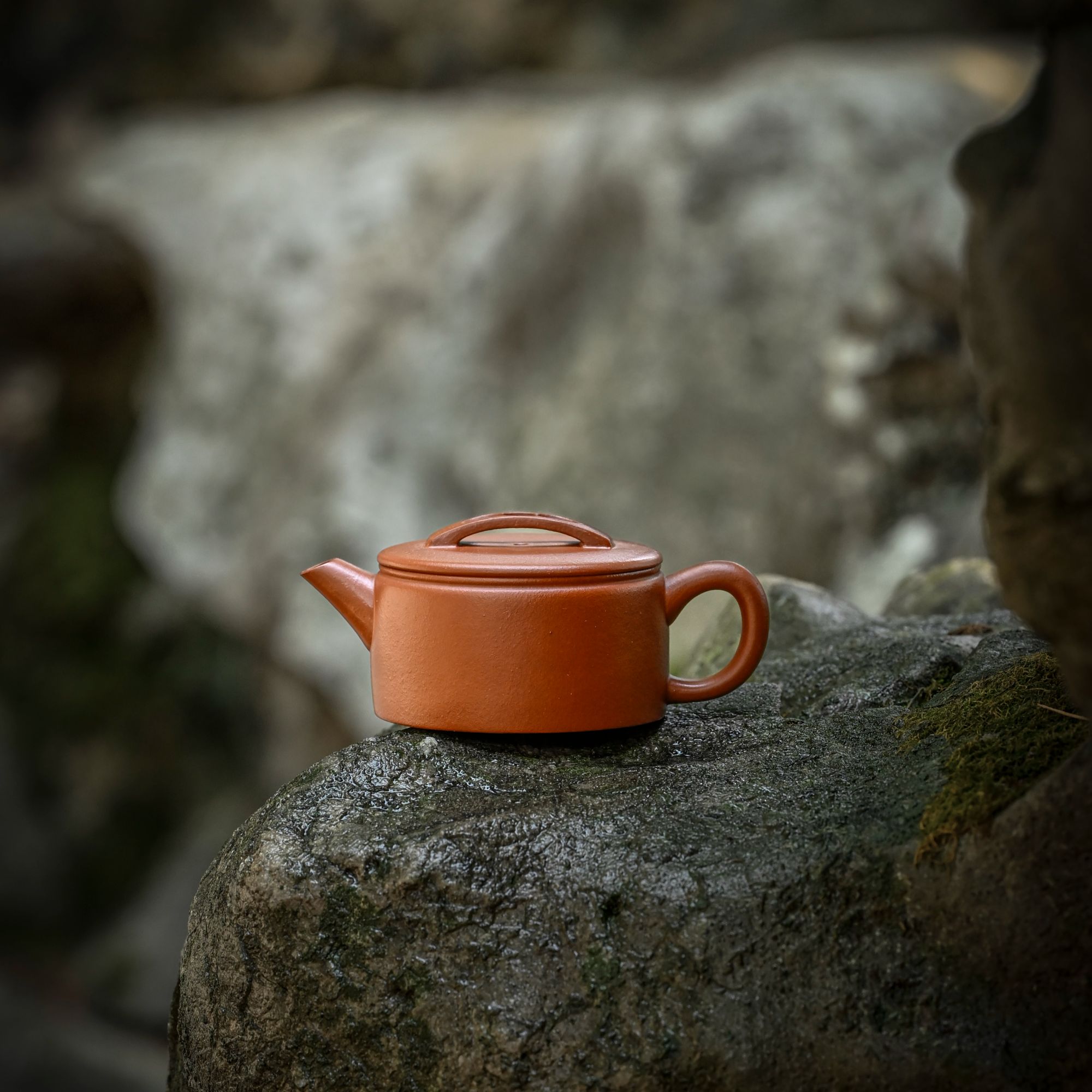 轻仓藏品【朱泥·平底汉瓦壶】原矿朱泥汉瓦120cc单枞岩茶小容量王辉