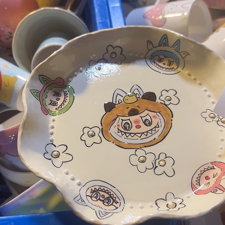 陶摆件不退不换卡通手绘