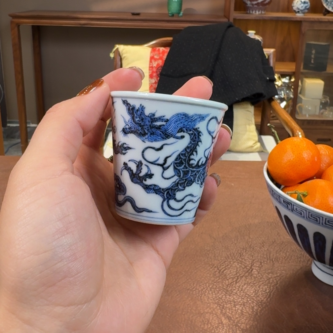元青花铠甲龙纹迷你可乐杯