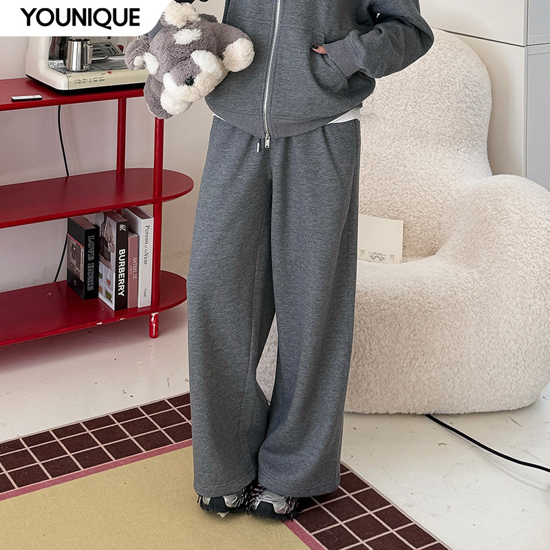 【M1DNOTE】新品25秋冬灰色加绒休闲卫裤女