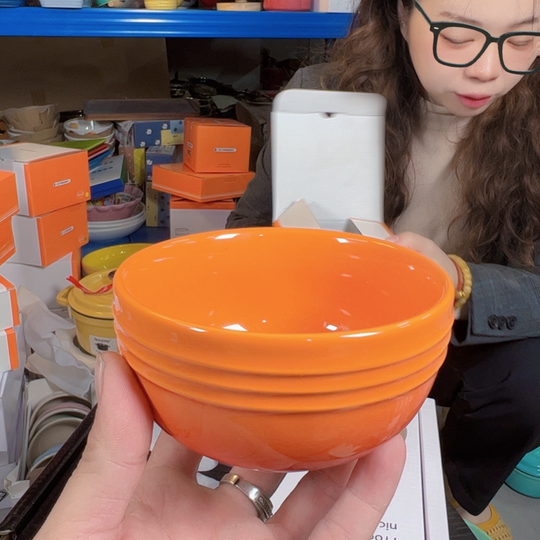 陶瓷轻虹橙色米饭碗