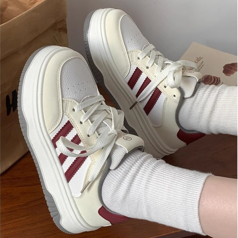 厚底板鞋春秋新款休闲百搭圆头单鞋厚底学生运动小白鞋鞋韩版百搭