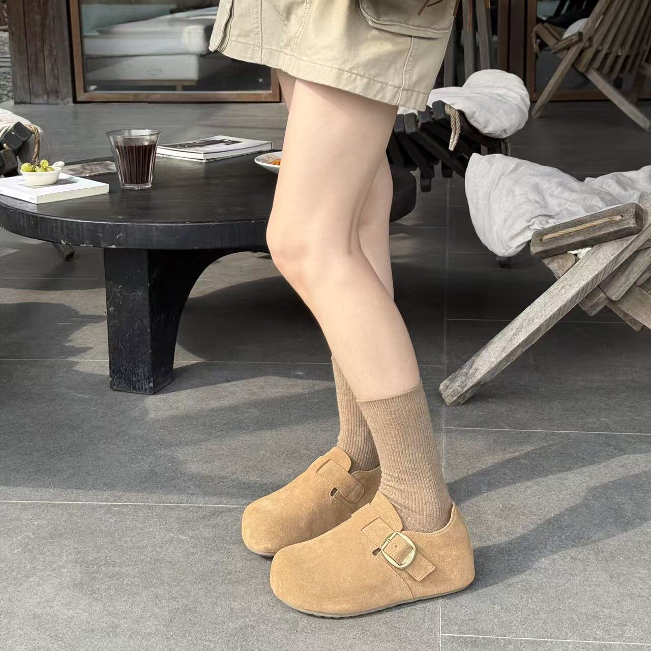 休闲风增高勃肯鞋平底内增高单鞋女鞋休闲鞋皮鞋软底