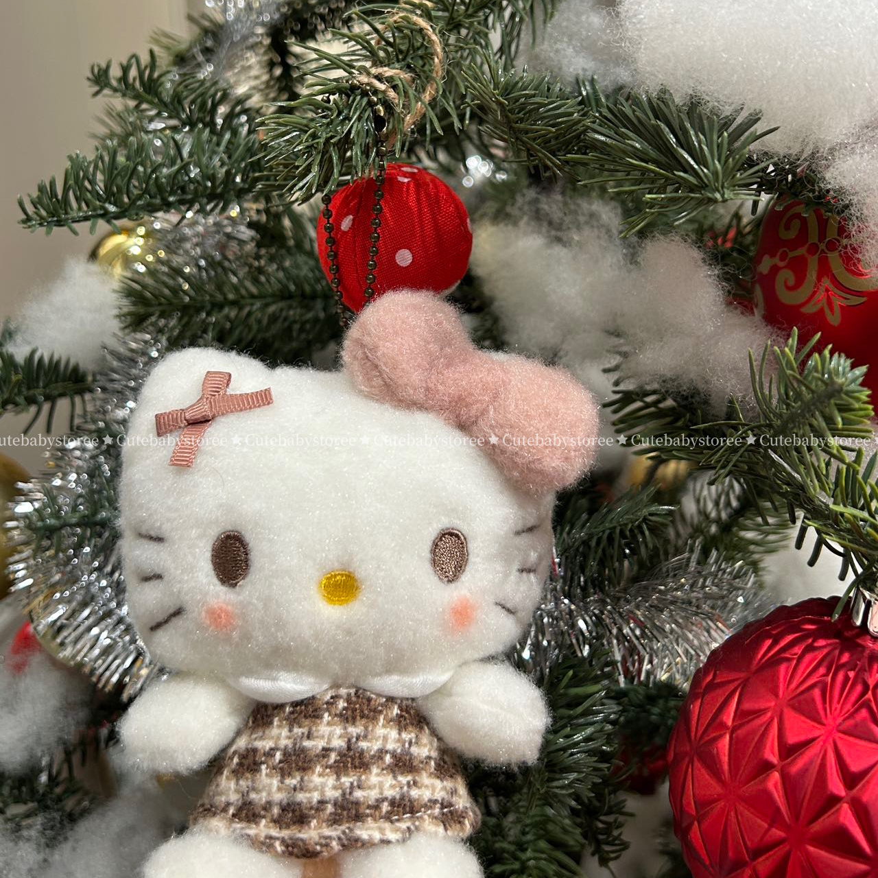 HelloKitty格纹挂件摩卡格子裙美拉德色系凯特猫书包挂饰毛绒礼物