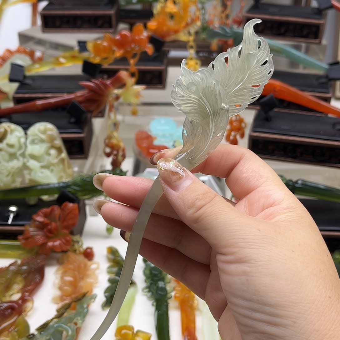 蛇纹石玉岫玉发簪未镶嵌
