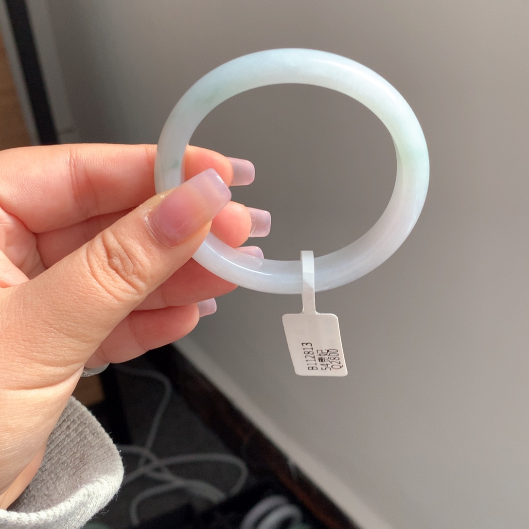 翡翠手镯未镶嵌13 54飘绿花贵妃