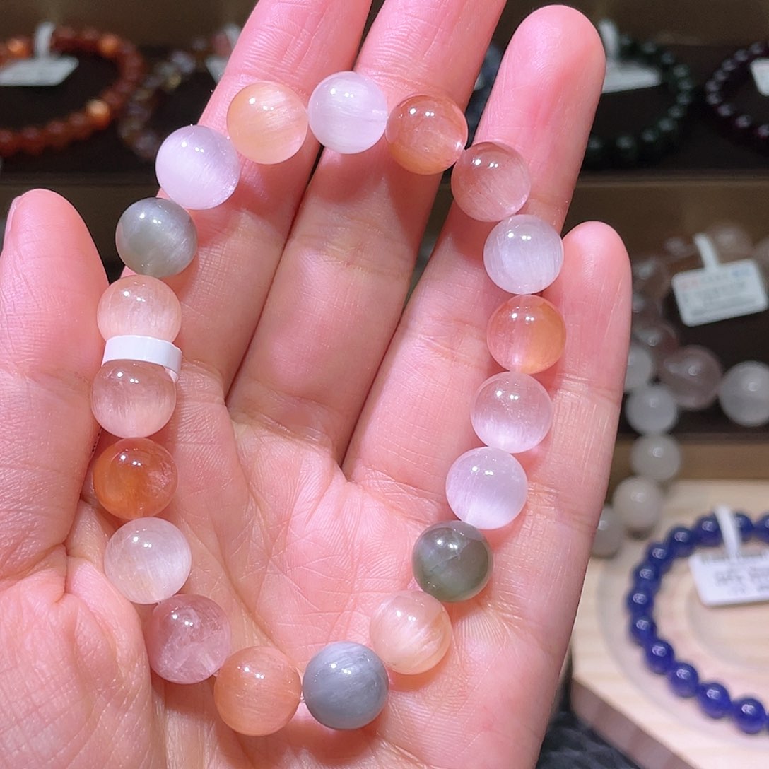 水晶手链未镶嵌兔毛手链，晶体通透