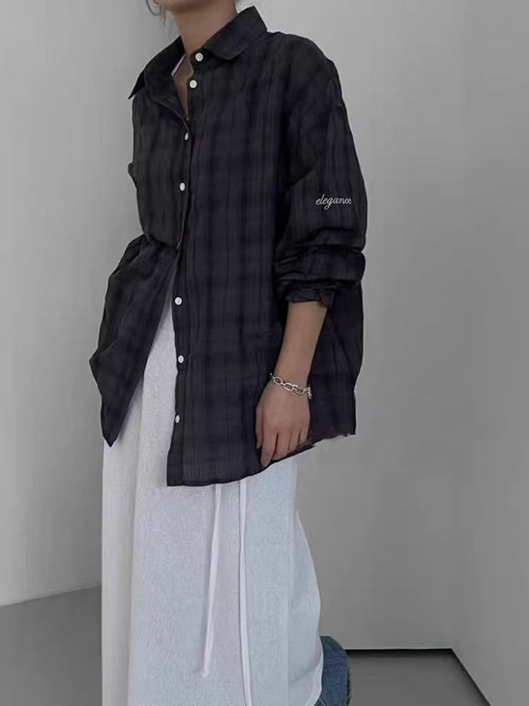  【Halo】vive家韩大门百搭简约格子防晒衬衫