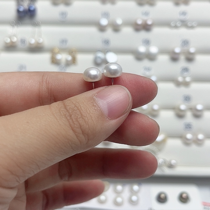 世***子银S925镶嵌耳饰淡水珍珠