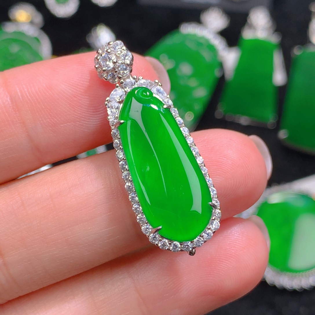 翡翠银S925镶嵌吊坠(不含链)