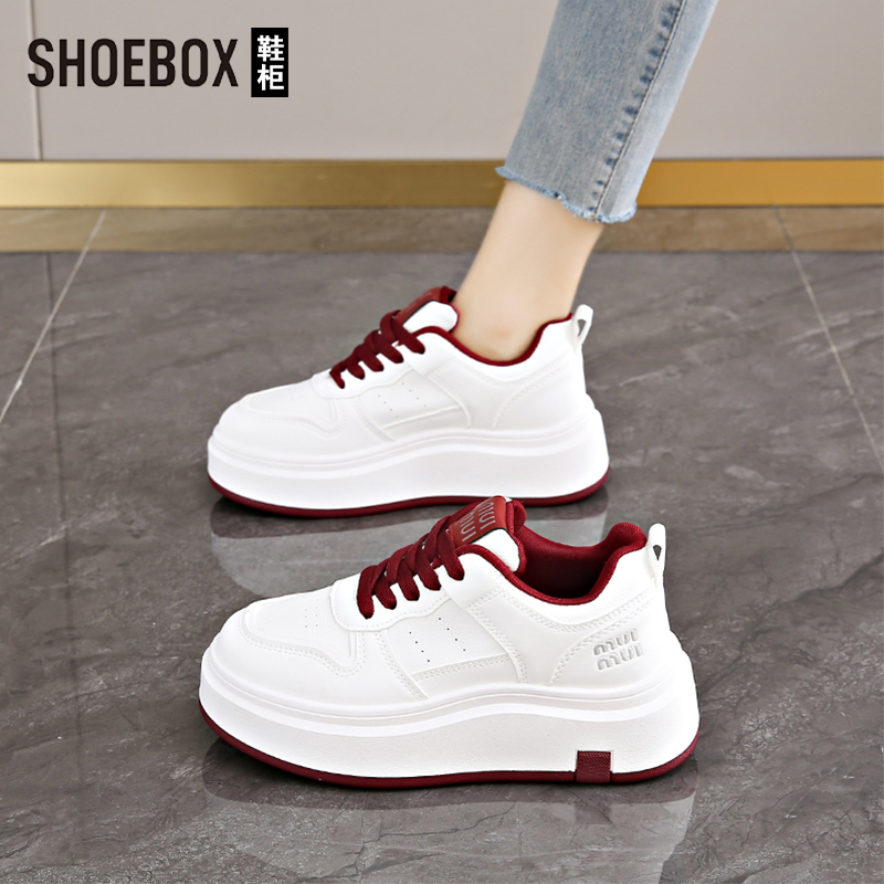 达芙妮集团鞋柜厚底小白鞋女2025春季新款百搭小个子增高休闲板鞋