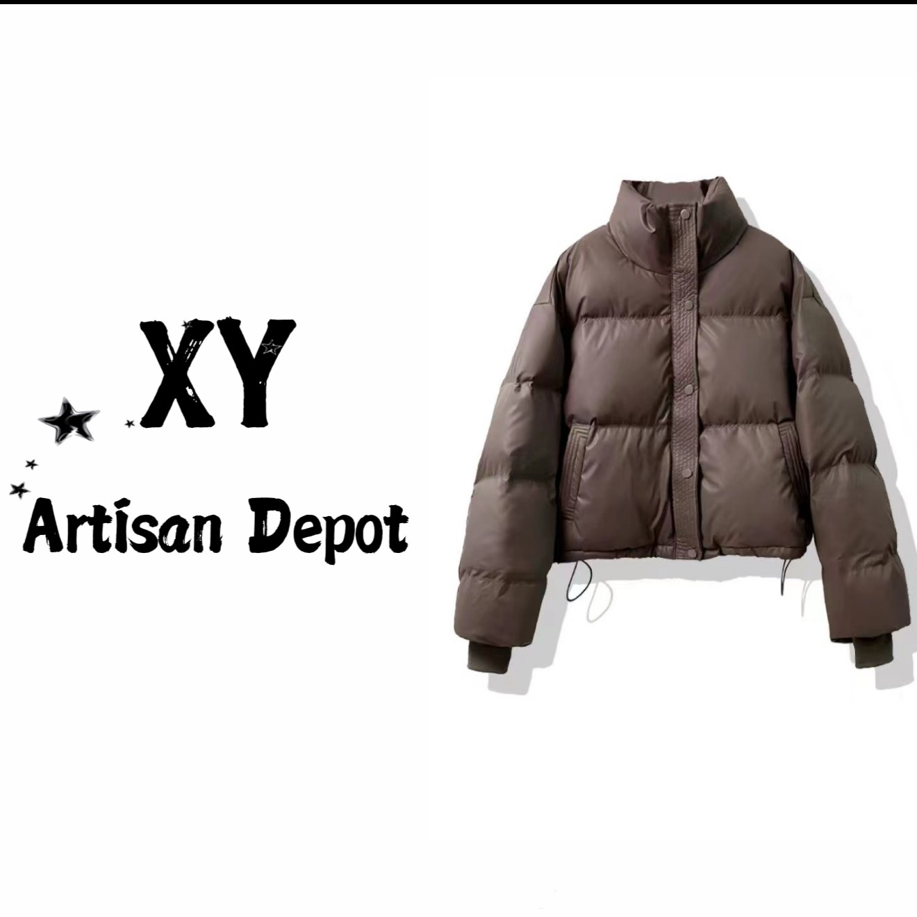 2025免洗pu棉服女短款冬季加厚立领面包服小个子外套