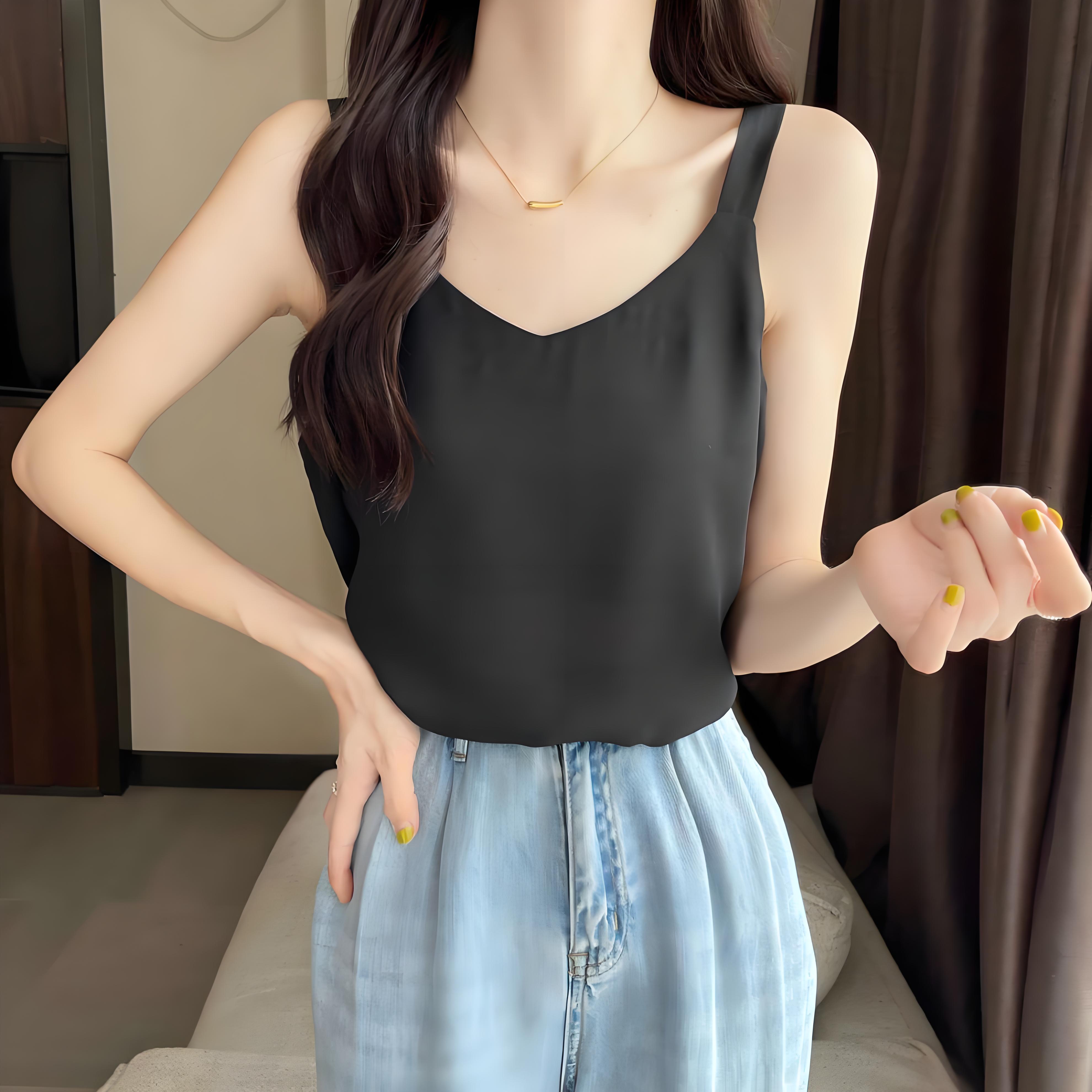 (AA201-400)修身型背心透气宽松小衫百搭薄款打底衫-米朵服饰