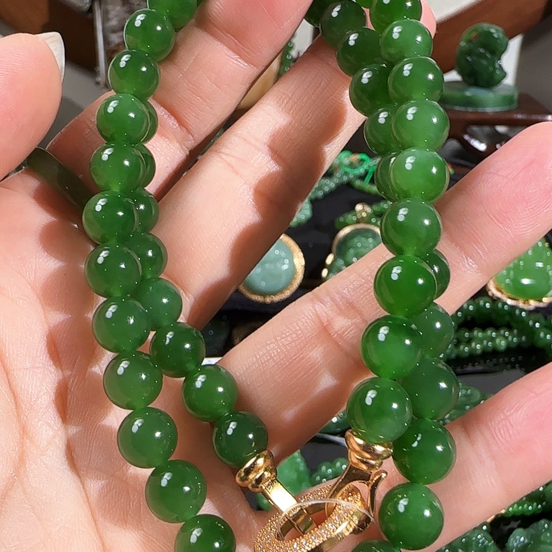 和田玉（碧玉）颈饰银S925镶嵌