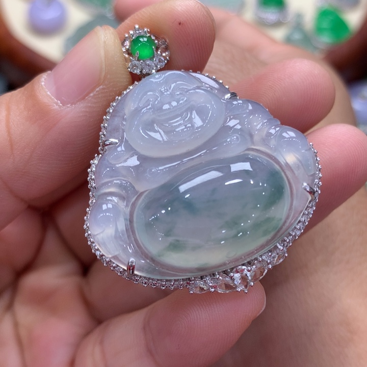 翡翠吊坠(不含链)18K金镶嵌