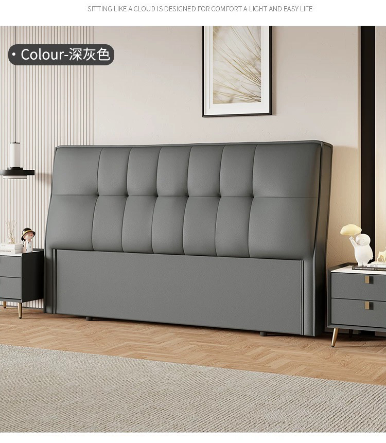 高档现代轻奢风2025新款软包床头超薄落地款全实木框架支持定制