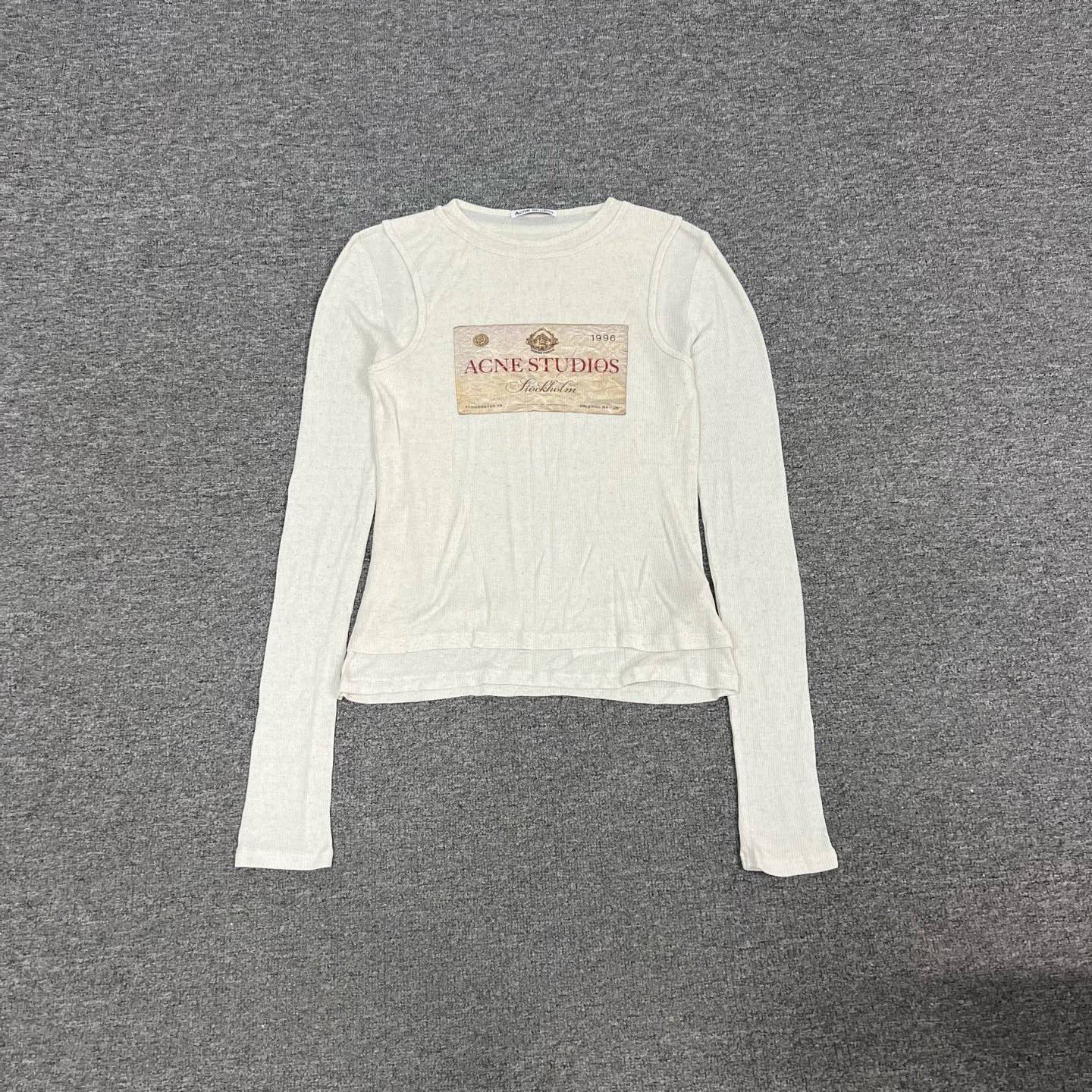 99新 Acne studio 25新款 白色 假两件 长袖T恤 M码