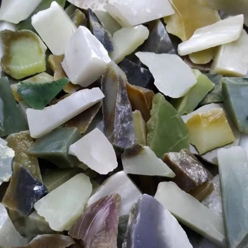 天然玉石 鱼缸石 造景石 和田玉边角 随机装400克