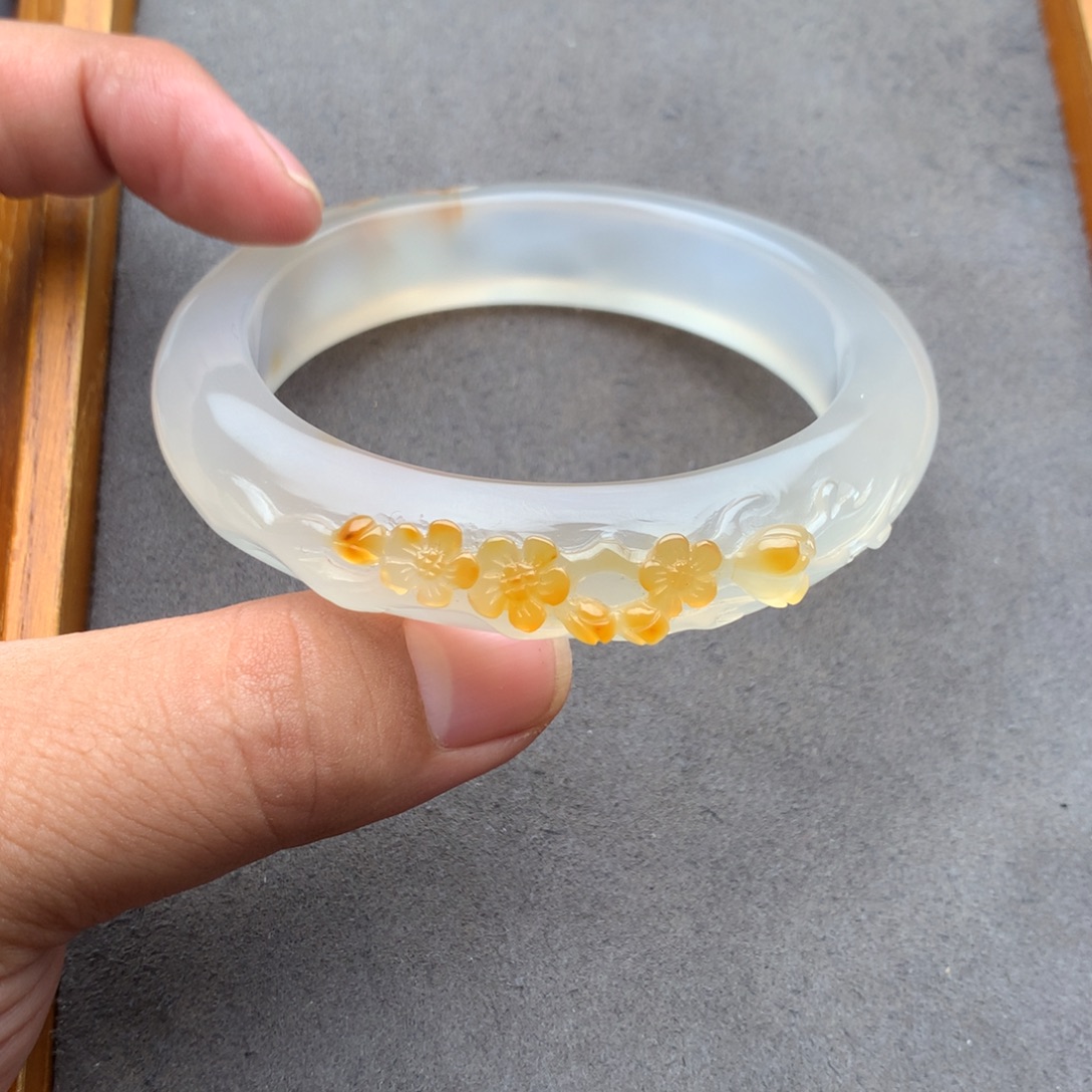鑫***雨玛瑙/玉髓未镶嵌手镯59圈口