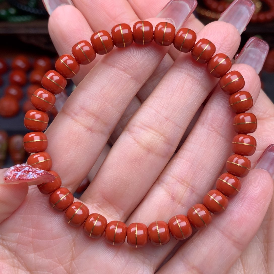 南红玛瑙精工老型手串未镶嵌6.7