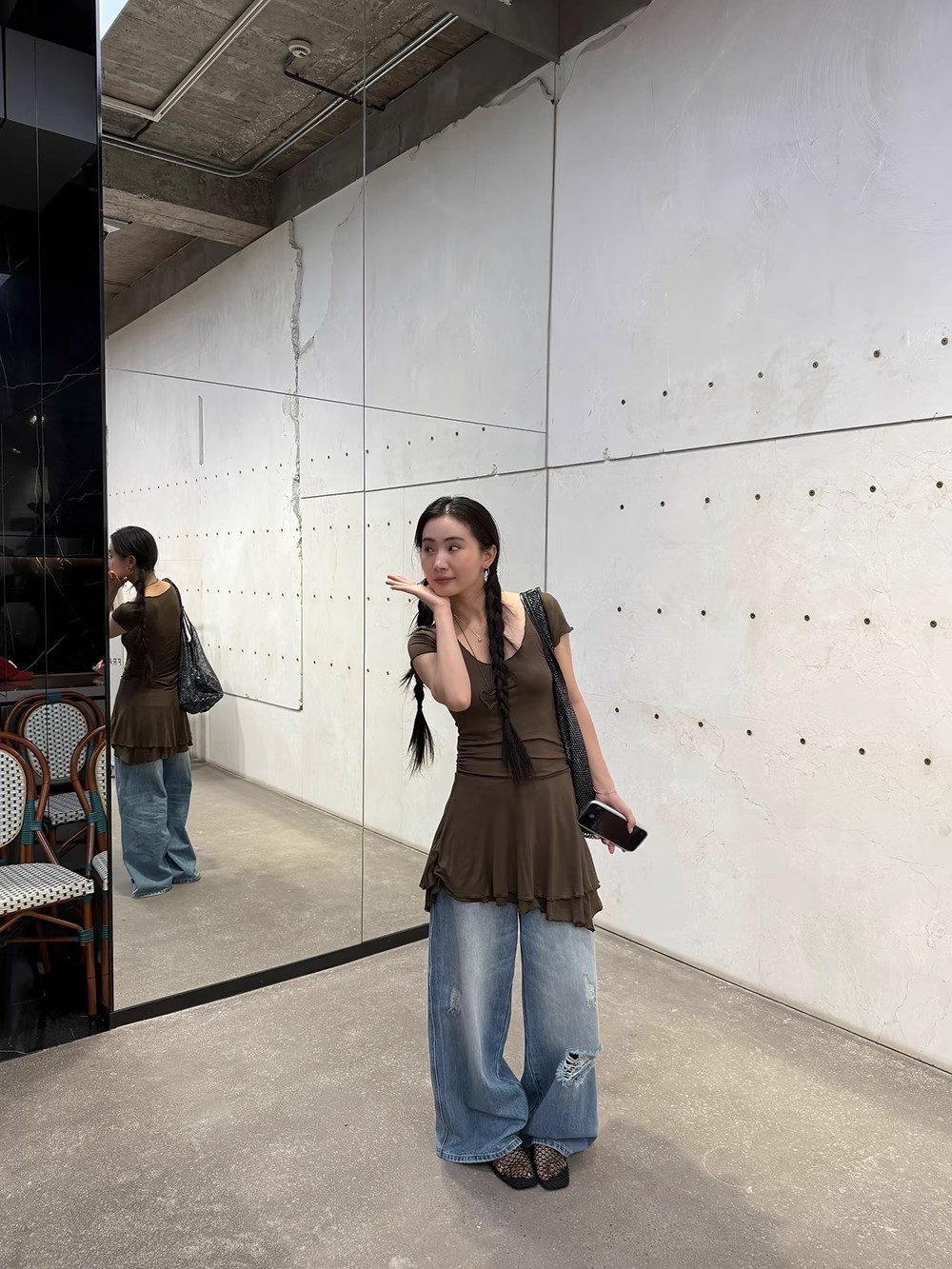 【清】NO退换ONEXH·IN choose u2025 显瘦破洞牛仔裤韩系宽松阔腿裤