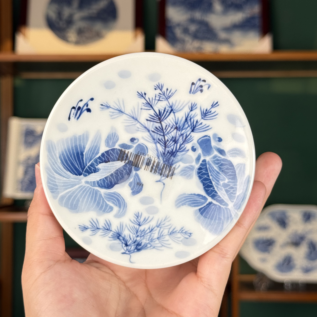 【沫染枫月】金鱼巨轮盖置茶具蓝色