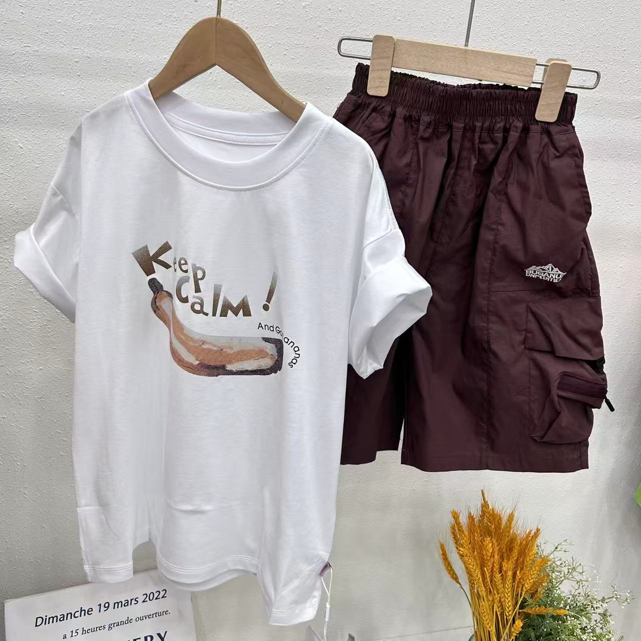 TX-24369  白   休闲儿童中性夏季短袖T恤宽松百搭