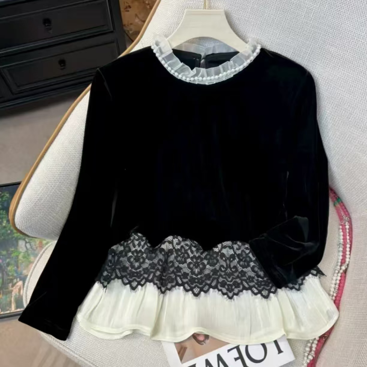 香妃美人  新中式文艺新款重工印花上衣