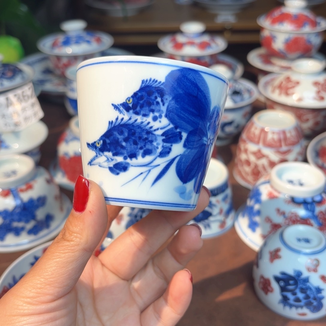 @**仁青花手绘和为贵可乐杯