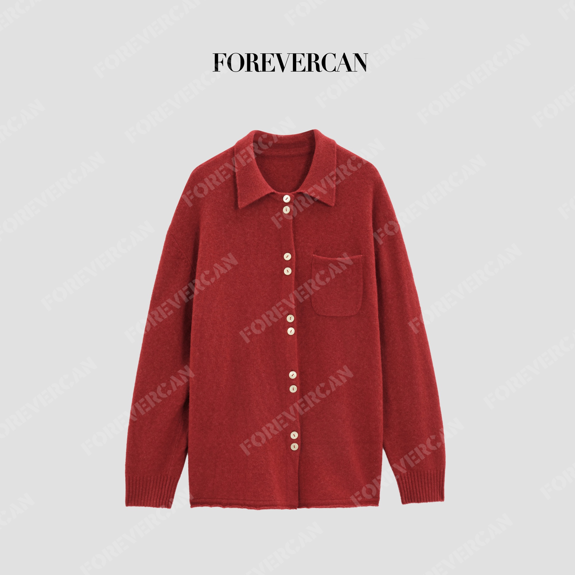 FOREVERCAN“复古映画”软糯宽松廓形针织毛衣开衫MY4748