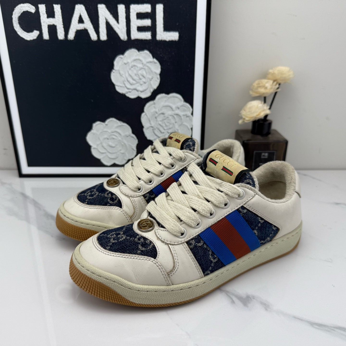 95新 GUCCI/古驰 Guc丹宁牛仔脏脏鞋 35码/jm01798