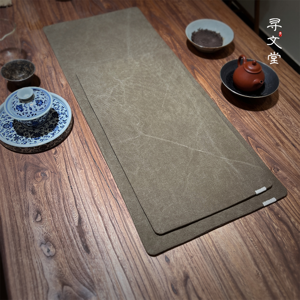 寻文堂 刮色2手工干泡茶席侘寂风日式双层茶席素色复古茶布隔热垫