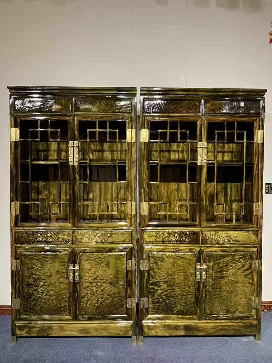 金丝楠木阴沉木古典风中式两组合书柜