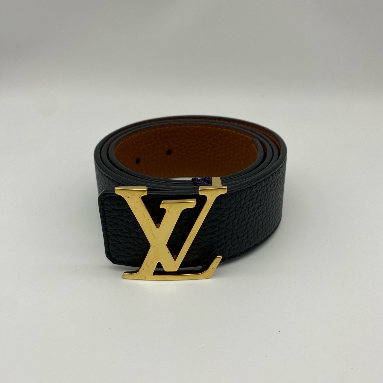 95新 LouisVuitton/路易威登 100码金扣双面荔枝纹腰带11985947