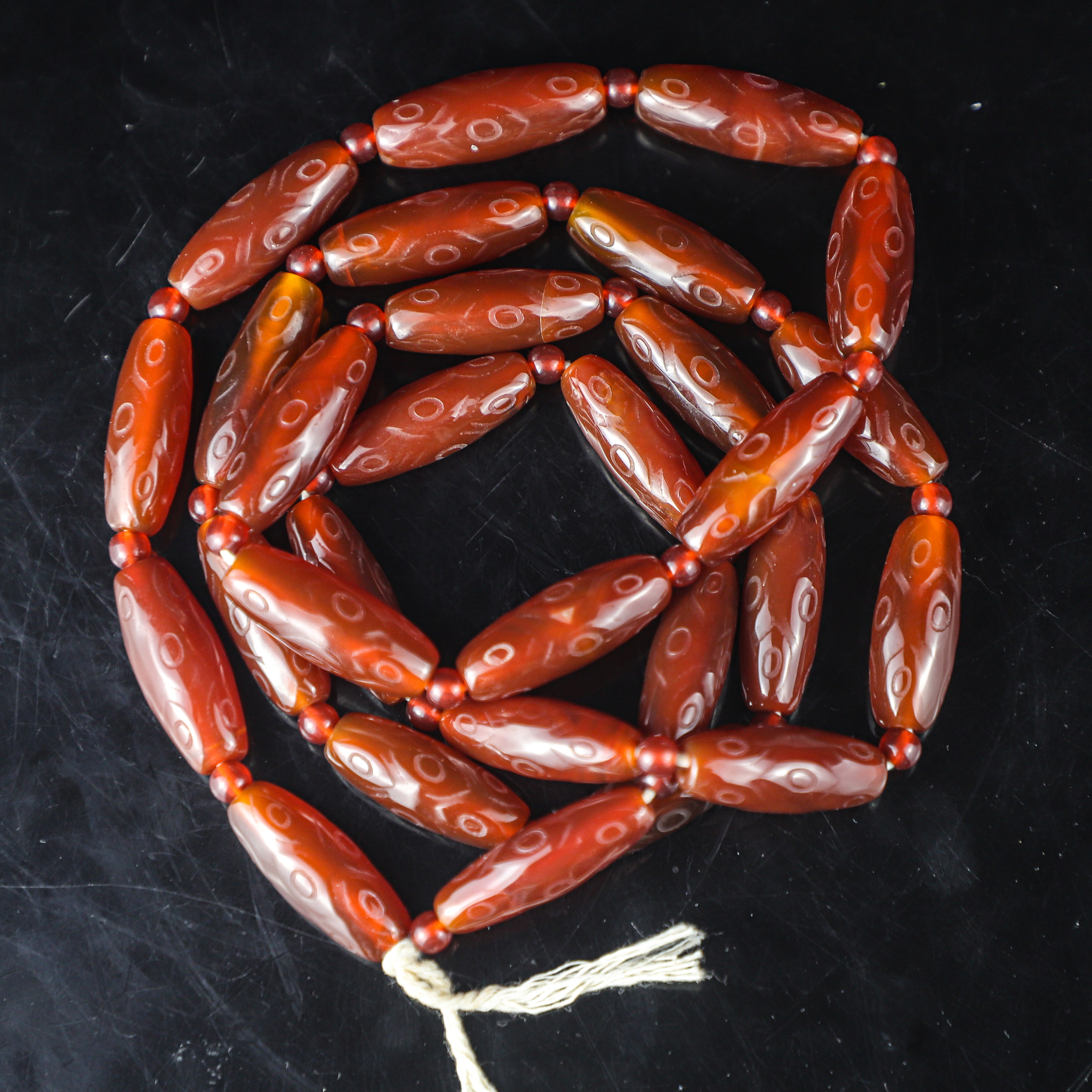 TCWWA09418清晚老玛瑙天珠纹项链