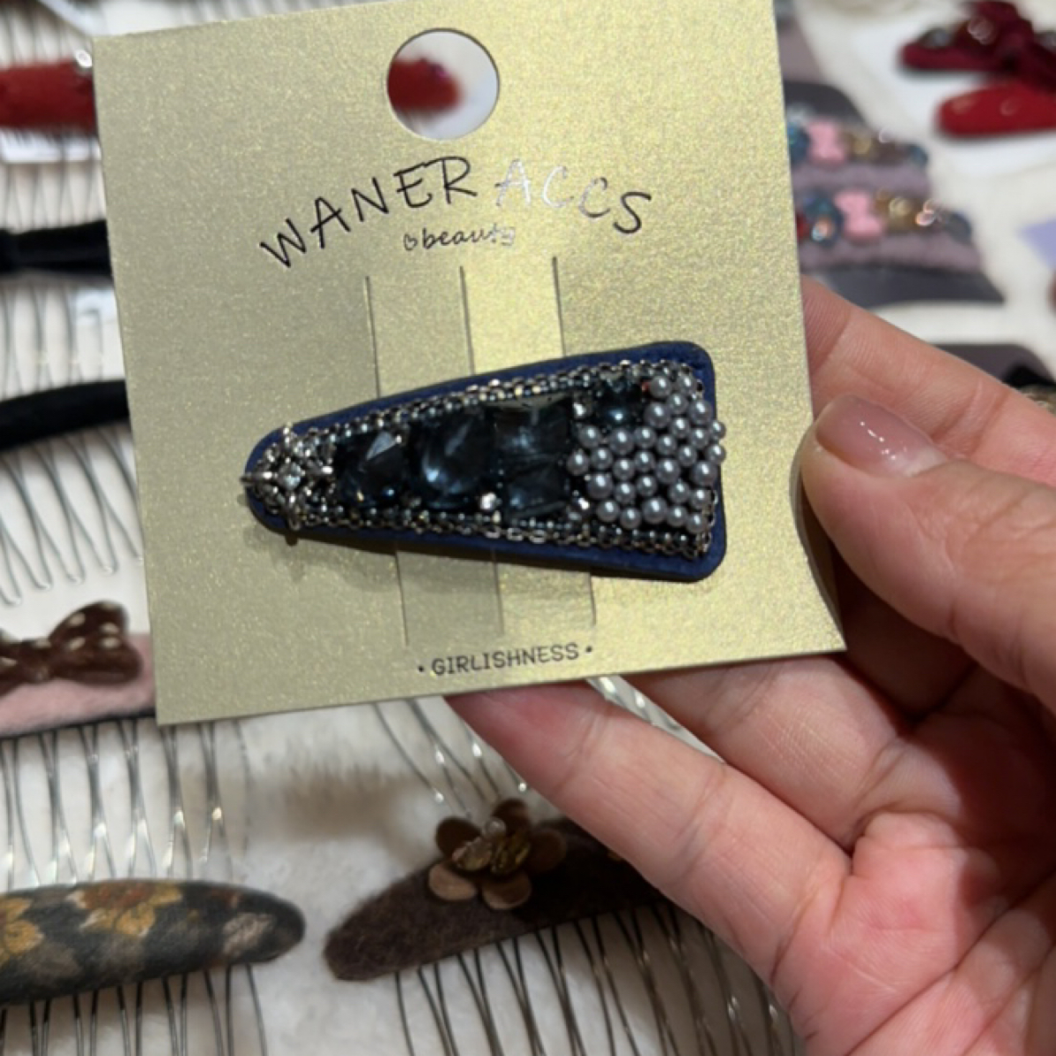 秋冬红色水钻BB发夹女高级感百搭侧边夹头饰