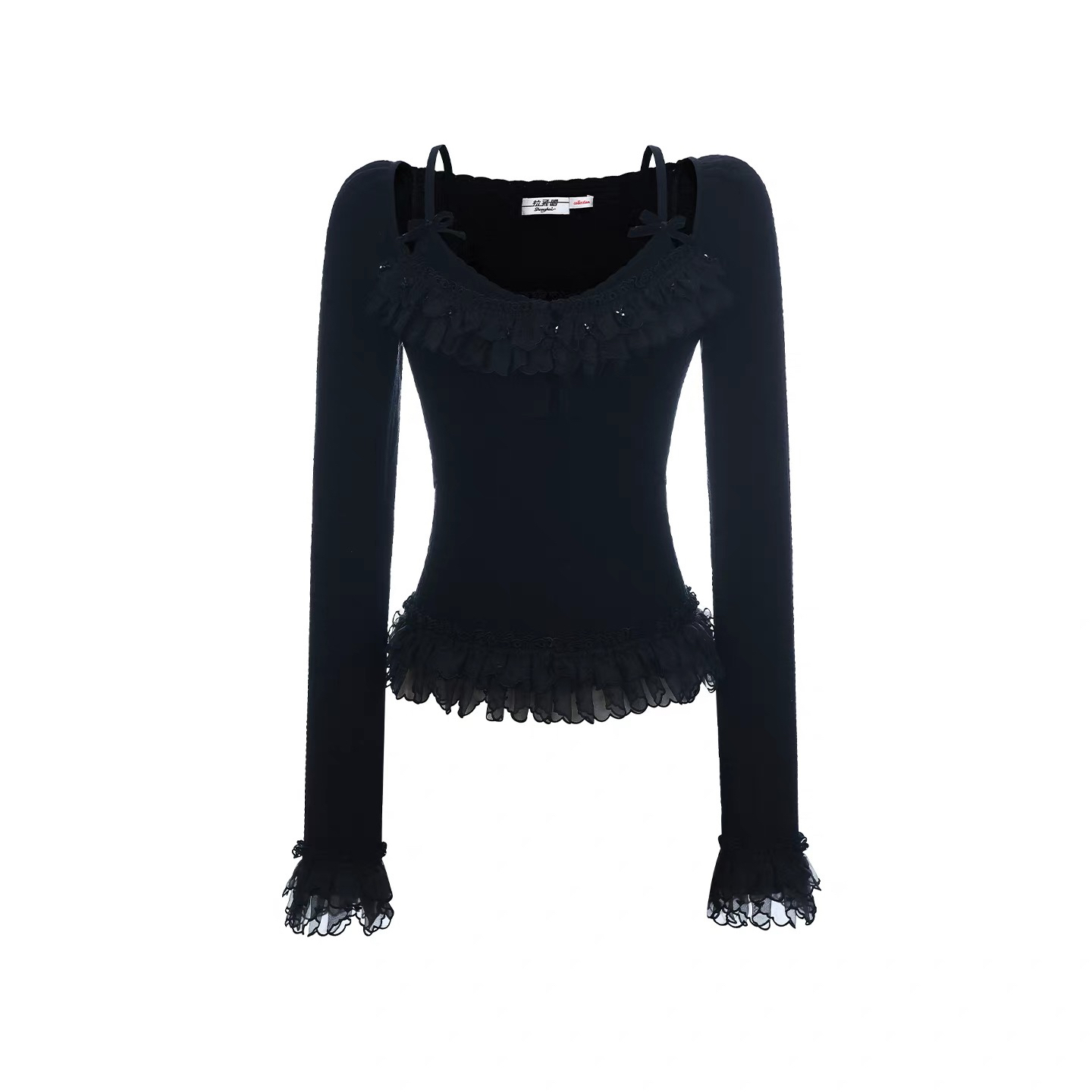 LeFame/拉飞姆2026早春新品暗黑洛可可针织上衣LF26C01ZB232