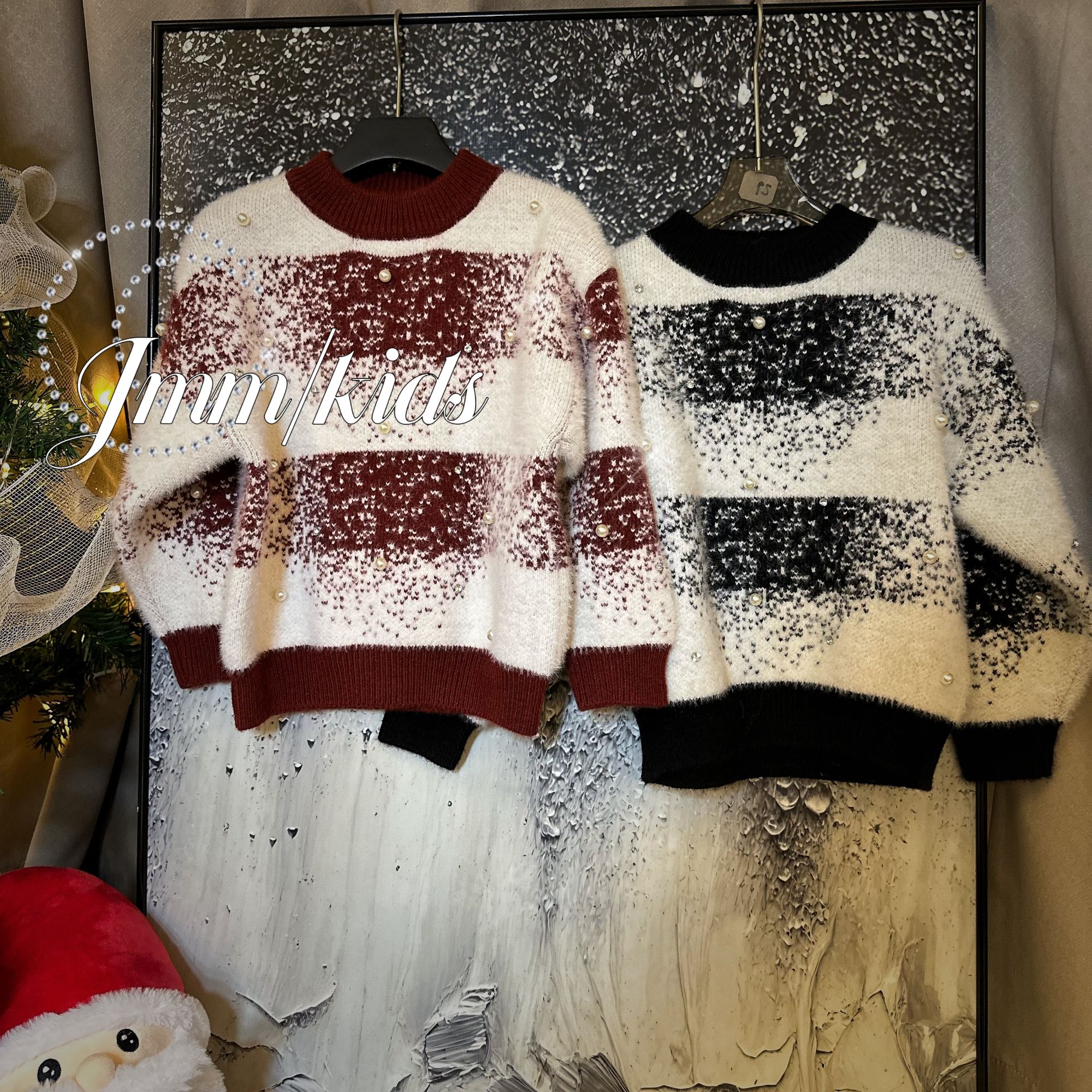 单品-红毛衣 C016 C017毛衣女秋冬新款渐变点点加厚宽松针织衫