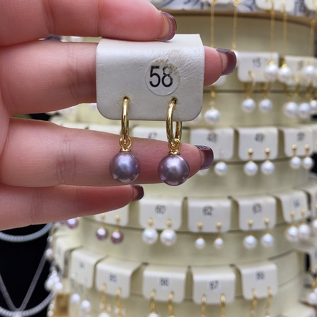 淡水珍珠耳饰银S925镶嵌晴*