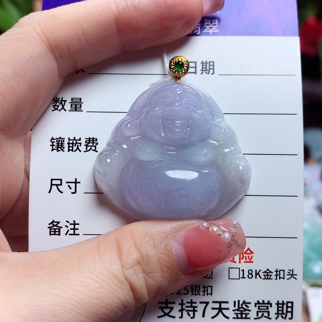 翡翠18K金镶嵌颈饰佛公31