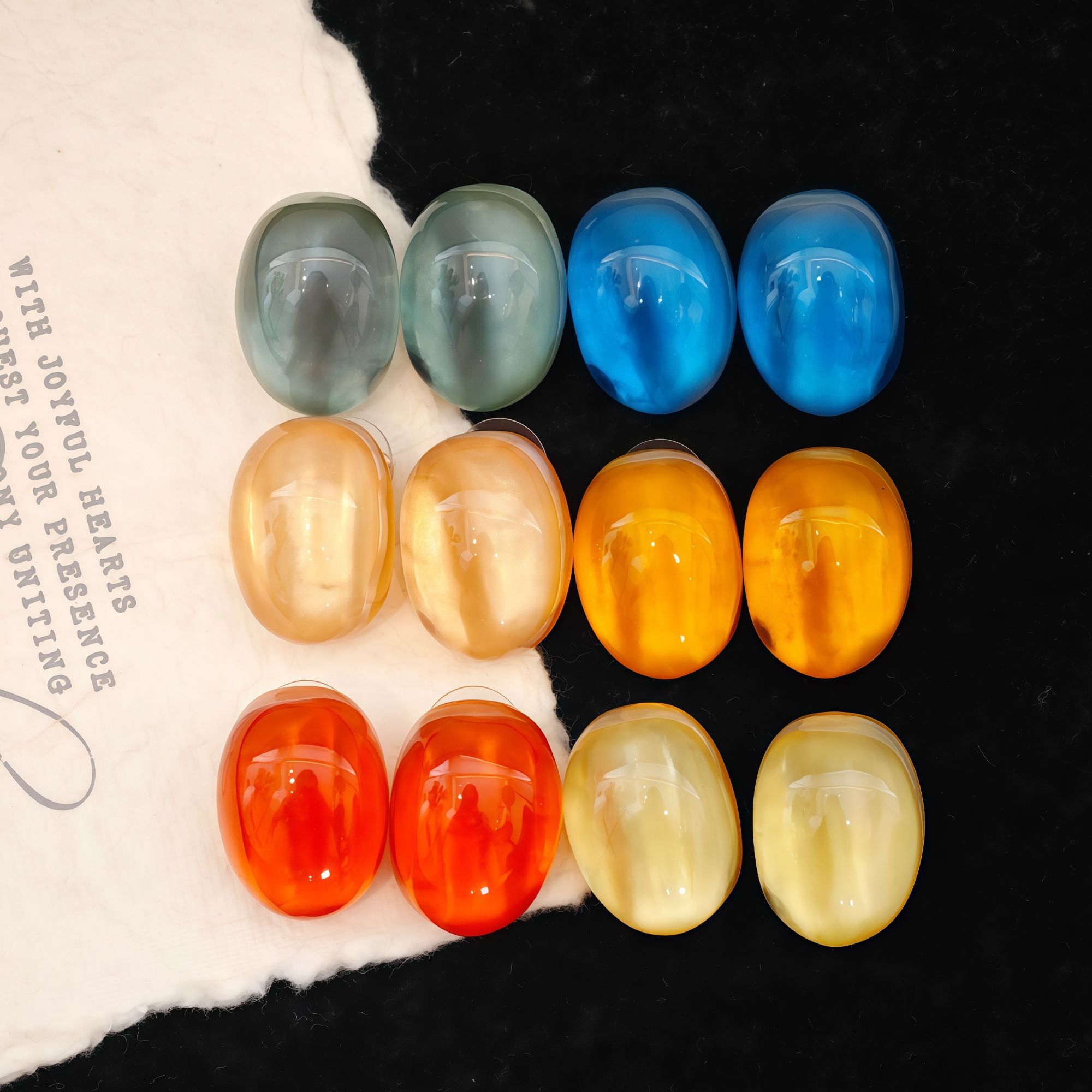 铜合金树脂耳饰 【洪洪中古】简约时尚气质百搭猫眼耳饰