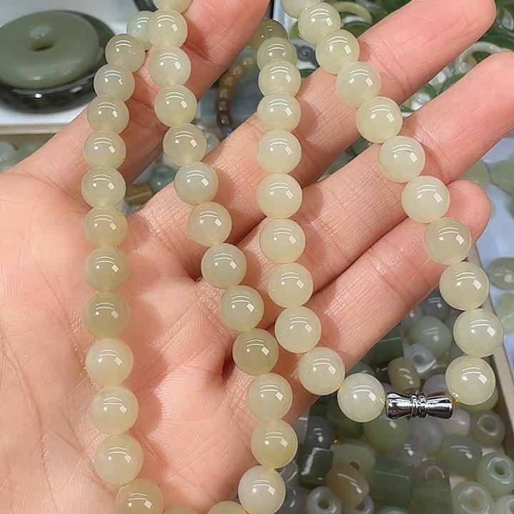 元***元和田玉（糖玉）未镶嵌颈饰8mm