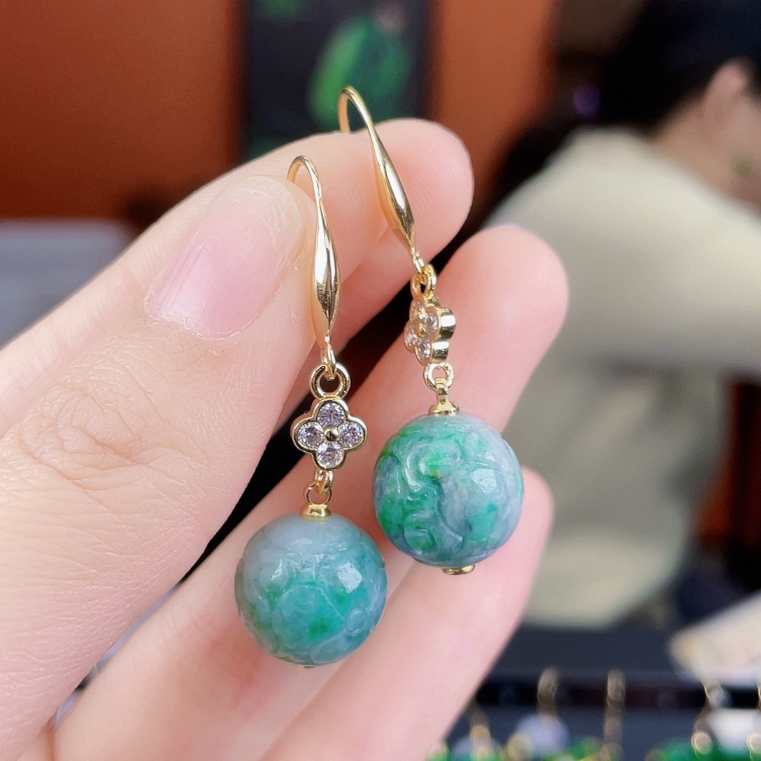 翡翠未镶嵌耳饰饰品