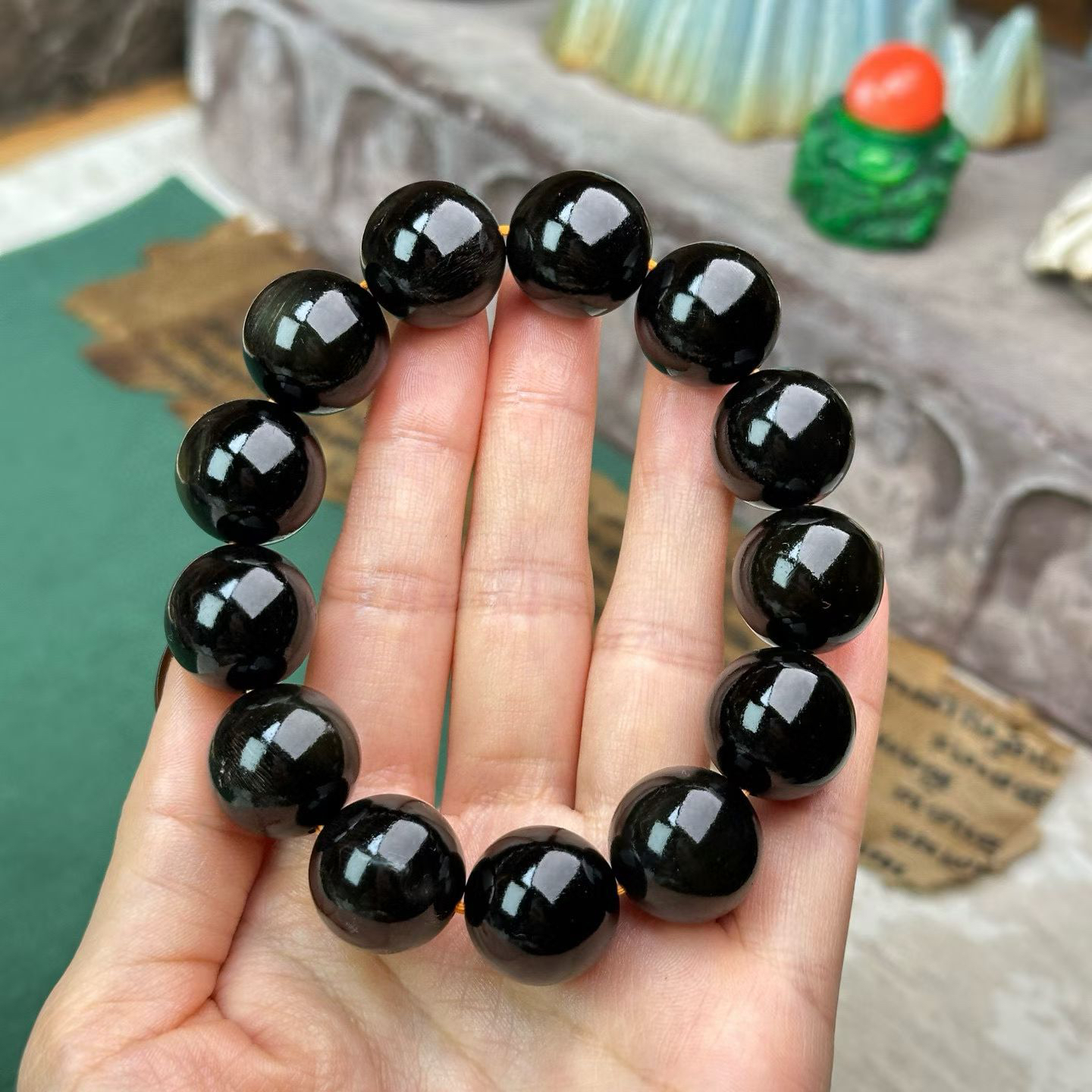 非金属珐琅手链 天然黑驴蹄子手链全黑色直播选货